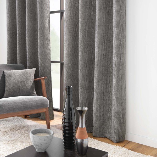 Antracitszürke zsenília függöny 140x260 cm Leo – douceur d'intérieur-image-1