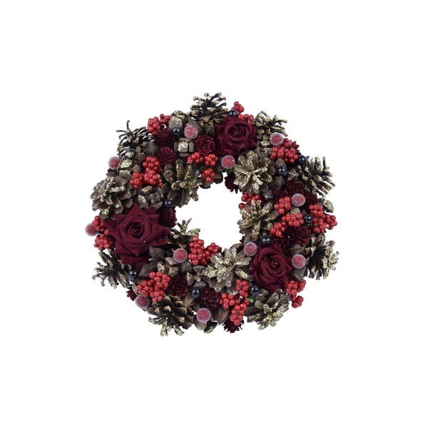 Pine karácsonyi természetes koszorú rózsákkal, ø 28 cm - Ego Dekor