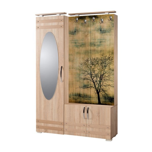 Síhirlí Tree barna tükrös előszoba szekrény, magasság 195 cm