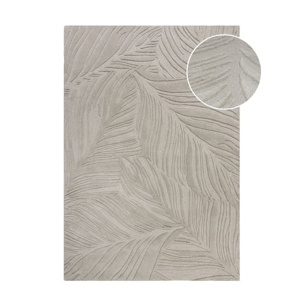 Világosszürke gyapjú szőnyeg 200x290 cm Lino Leaf – Flair Rugs