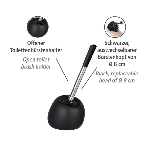 Polaris fekete kerámia WC-kefe - Wenko-image-4