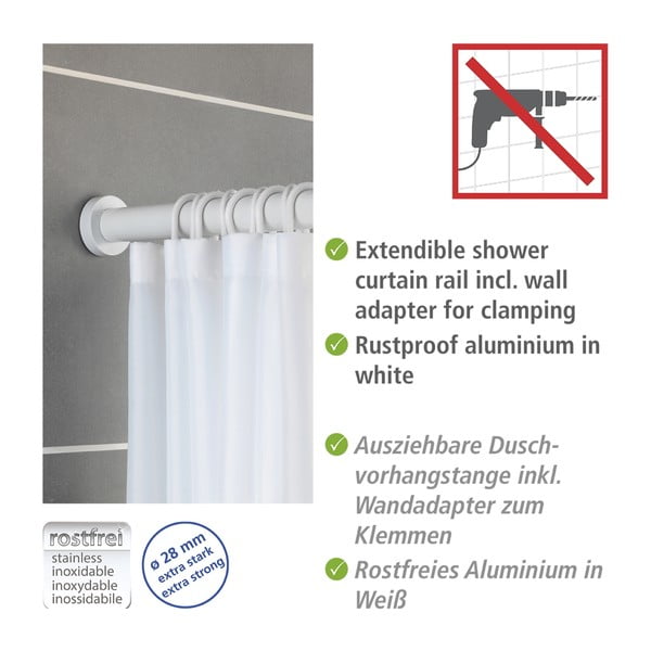 Luz fehér teleszkópos rúd a fürdőbe, hossz 110-185 cm - Wenko-image-4