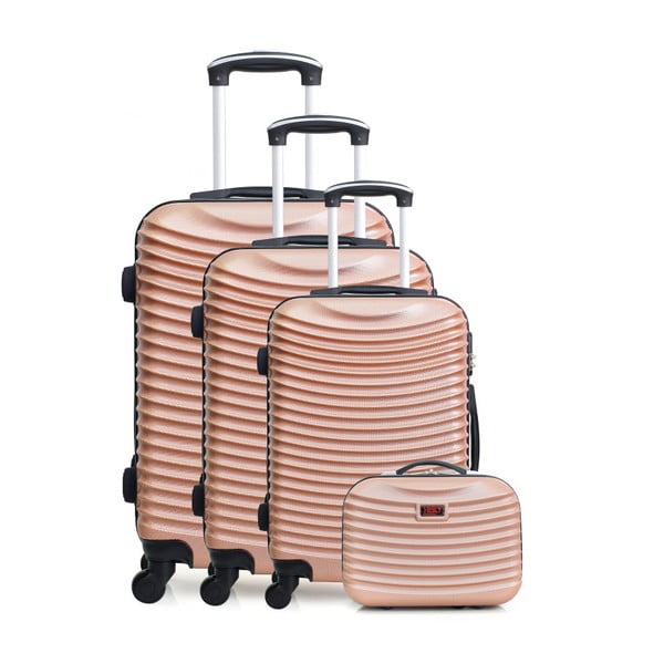 Etna-C 4 db-os roséarany gurulós bőrönd szett - Hero