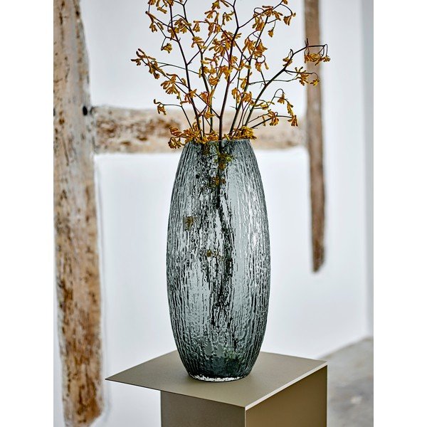 Szürke üveg kézzel készített váza (magasság 50 cm) Brock – Bloomingville-image-1