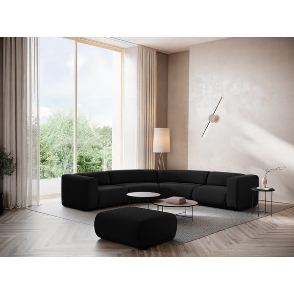 Fekete bársony sarokkanapé Ekahi – Makamii-image-1