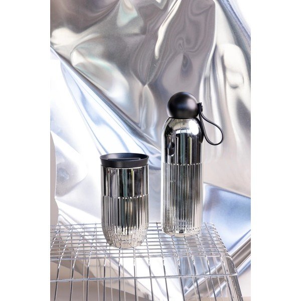 Ezüstszínű rozsdamentes acél termopalack szívószállal 500 ml Tekla – Sagaform-image-2