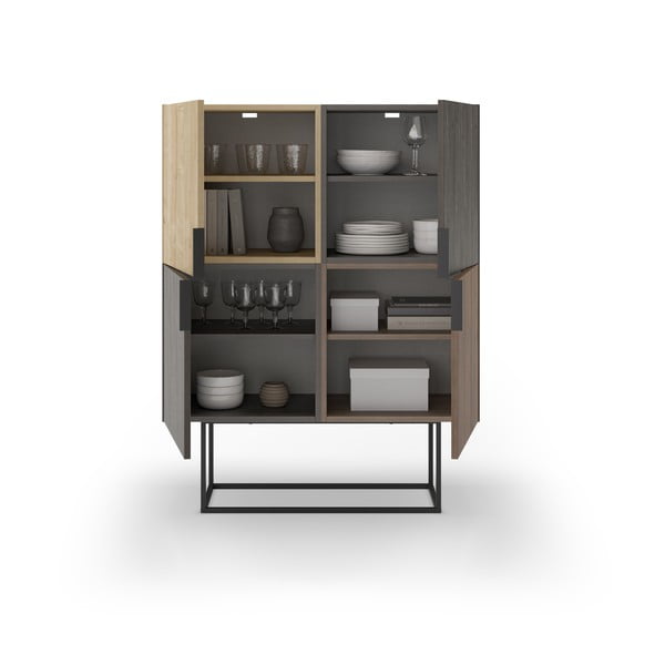 Barna-natúr színű szekrény tölgyfa dekorral 100x130 cm Titan – Marckeric-image-3