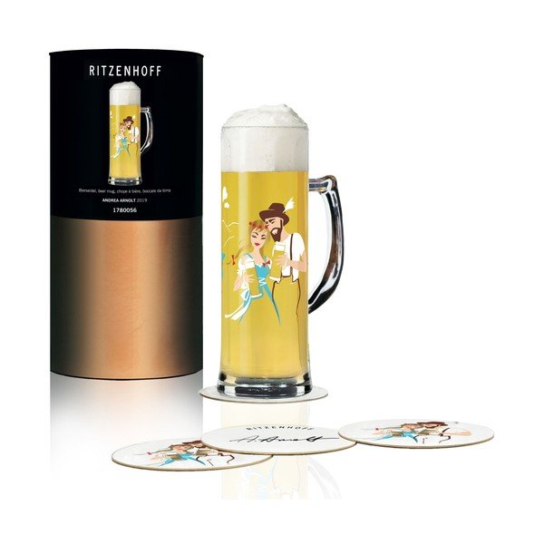 Amdrea Arnolt kristályüveg söröspohár 5 db alátéttel, 596 ml - Ritzenhoff-image-1