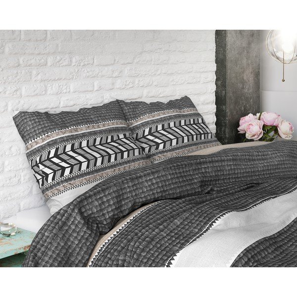 Northern Stripe szürke egyszemélyes pamut ágyneműhuzat, 140 x 200/220 cm - Pure Cotton-image-2