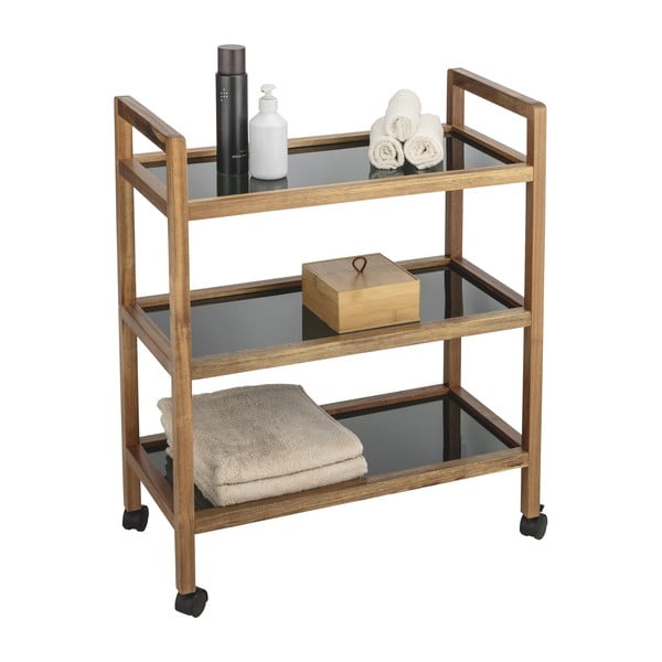 Fekete-natúr színű akácfa fürdőszobai polcos állvány 65x76,5 cm Fondi – Wenko-image-2