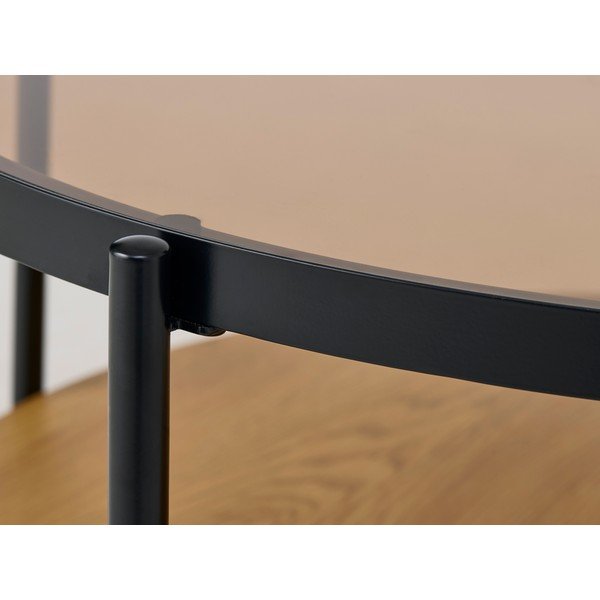 Natúr színű kerek dohányzóasztal üveg asztallappal ø 84 cm Hassel – Unique Furniture-image-3