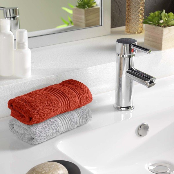 Téglavörös frottír pamut törölköző 30x50 cm Tendresse – douceur d'intérieur-image-1