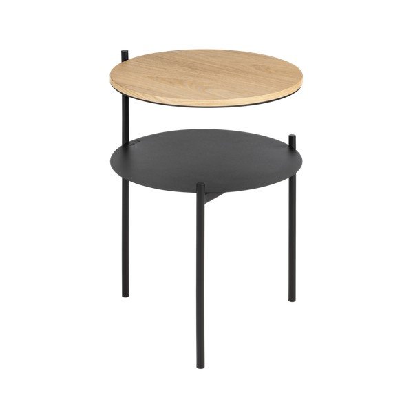 Fekete-natúr színű éjjeliszekrény tölgyfa dekoros asztallappal Tu – noo.ma