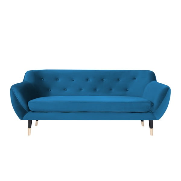 Amelie kék kanapé fekete lábakkal, 188 cm - Mazzini Sofas