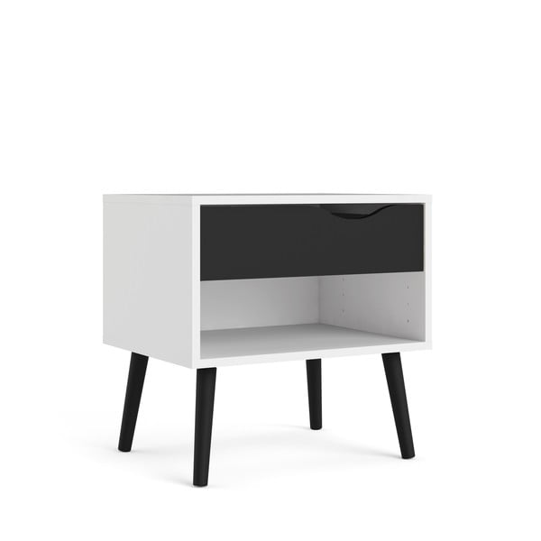 Oslo fekete-fehér éjjeliszekrény - Tvilum-image-2