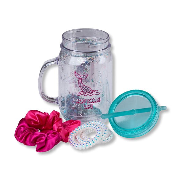 Mermaid pohár fogantyúval, kupakkal, szívószállal és hajgumival - Tri-Coastal Design