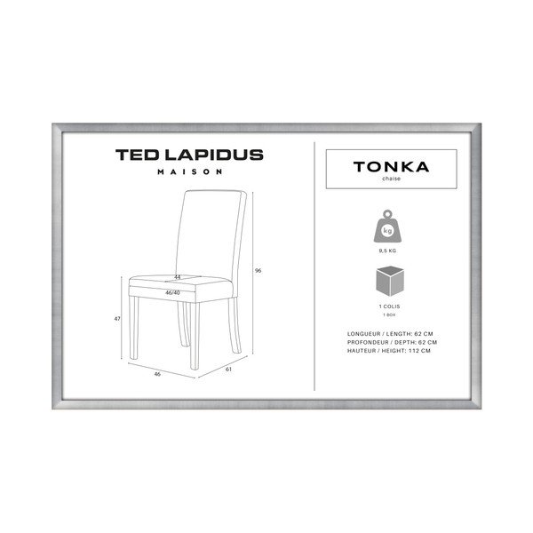 Tonka szürke bükkfa szék, sötétbarna lábakkal - Ted Lapidus Maison-image-1