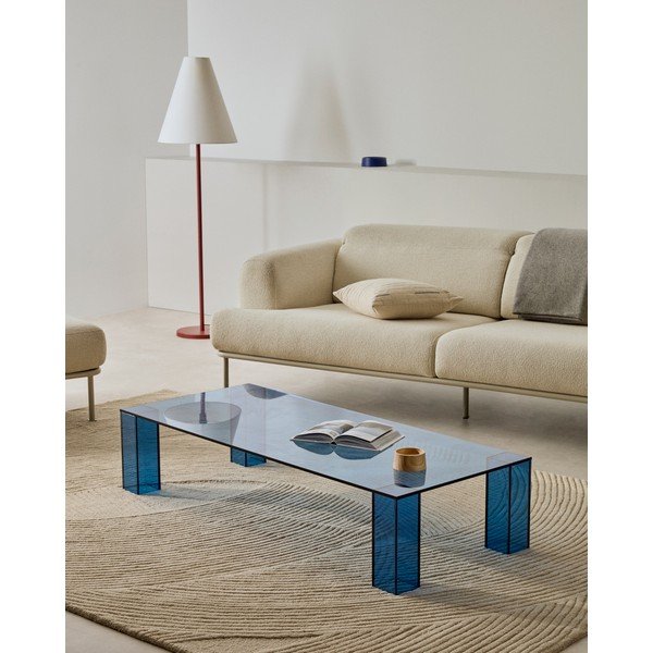 Kék üveg dohányzóasztal 60x140 cm Adularia – Kave Home-image-2