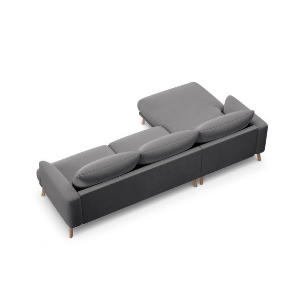 Szürke bársony sarokkanapé (bal oldali-heverő résszel) Naomi – Micadoni -image-3