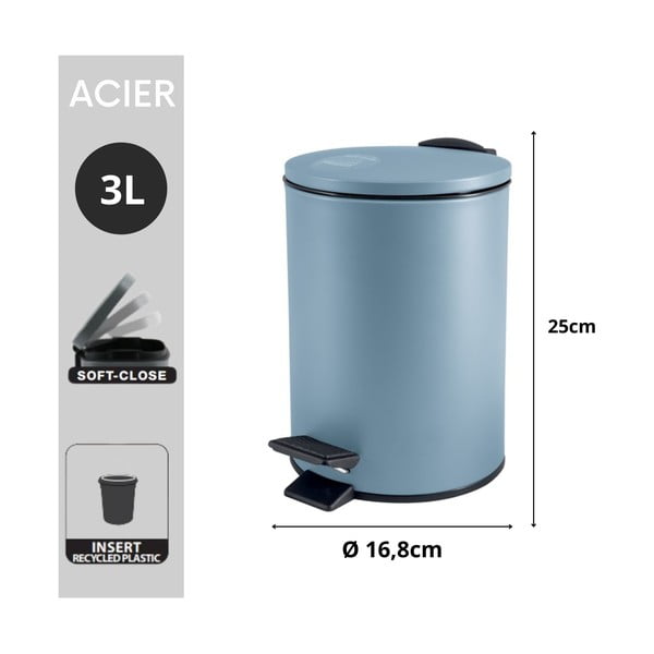 Világoskék acél pedálos szemetes 3 l   Adelar – Spirella-image-4