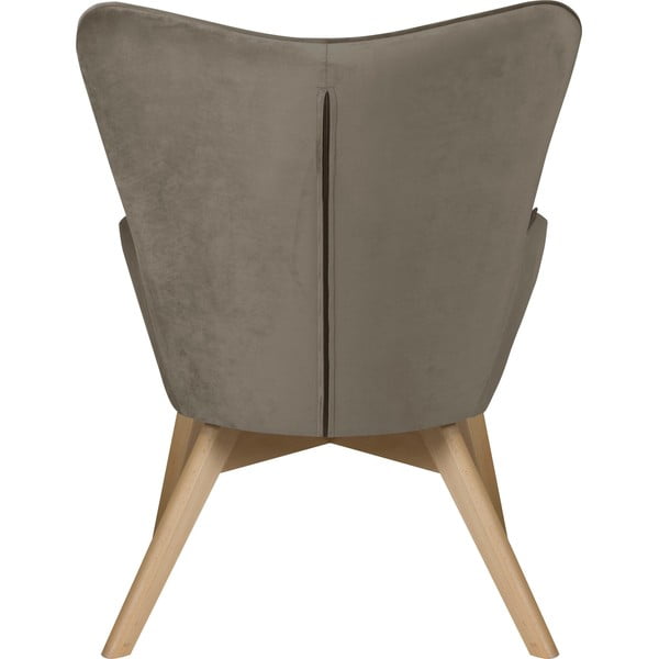 Világosbarna bársony fotel lábtartóval Niko – Ropez-image-4