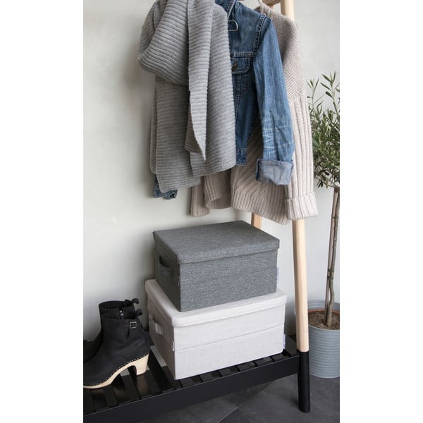 Bézs fedeles textil tárolódoboz 40x30x22 cm Soft Storage – Bigso-image-1