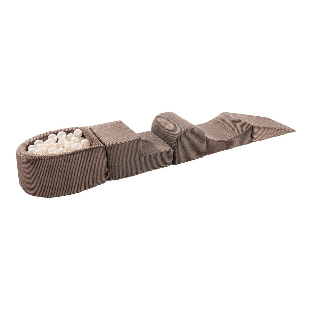 Barna kordbársony habszivacs játszótér 5 db-os magasság 30 cm 250x45 cm Montessori – Meowbaby