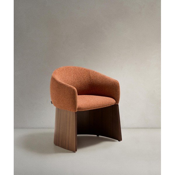 Terrakotta színű kárpitozott karfás étkezőfotel Bosca – Kave Home-image-3