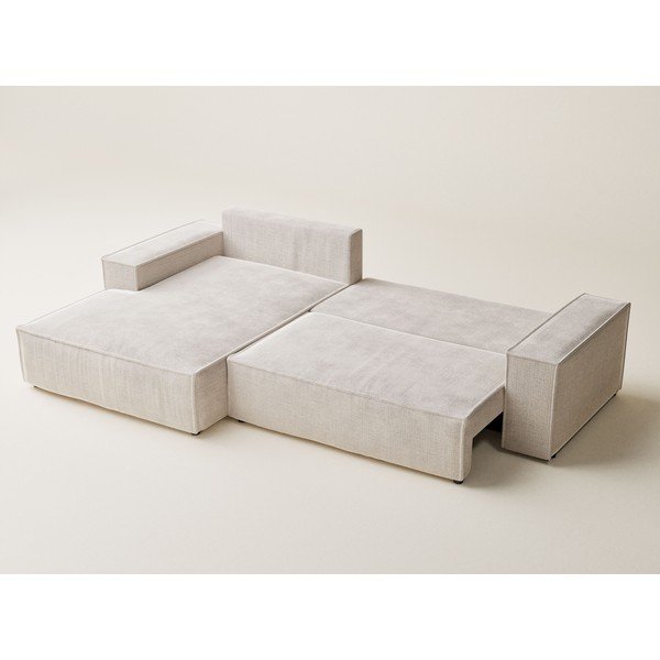 Krémszínű zsenília kinyitható-tárolóhelyes sarokkanapé (bal oldali-heverő résszel) Maze – Maison de Rêve-image-4