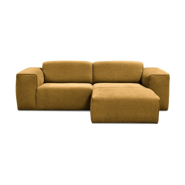 Phoenix sárga háromszemélyes kanapé, puffal - Cosmopolitan design