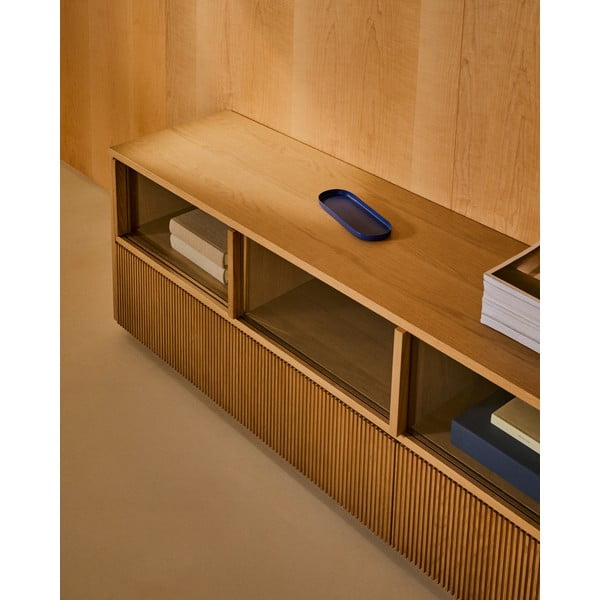 Natúr színű TV-állvány tölgyfa dekorral 200x54x40 cm Helvine – Kave Home-image-4