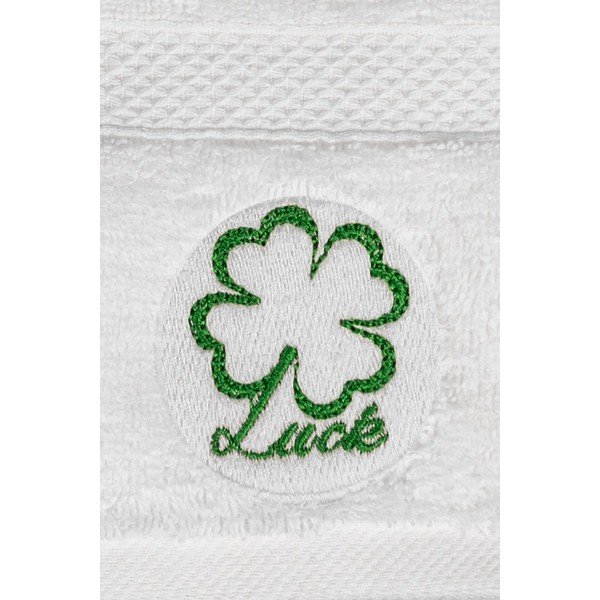 Fehér frottír pamut törölköző és fürdőlepedő készlet 2 db-os Luck – Foutastic-image-1