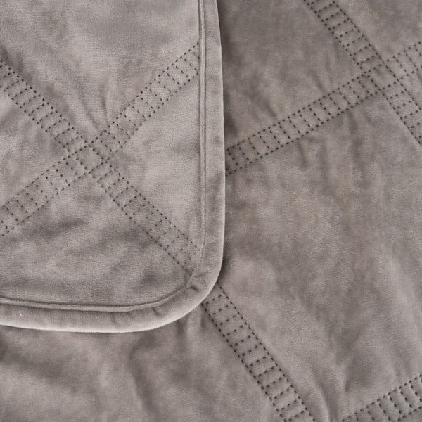 Szürke bársony steppelt ágytakaró 230x260 cm – Ixia-image-1