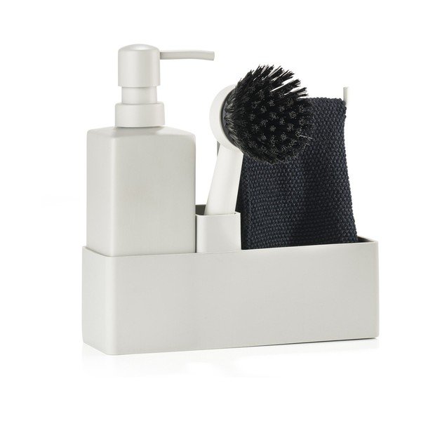 Világosszürke műanyag-szilikon mosogatóeszköz tartó Singles – Zone