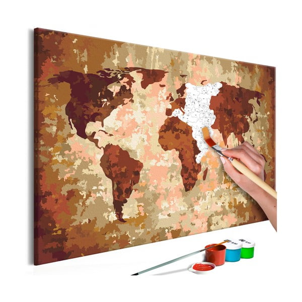 Earth Map készlet, saját vászonkép festése, 60 x 40 cm - Artgeist