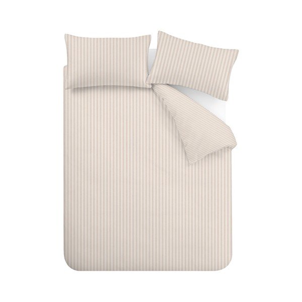 Bézs egyszemélyes ágyneműhuzat 135x200 cm Epping Textured Stripe – Catherine Lansfield