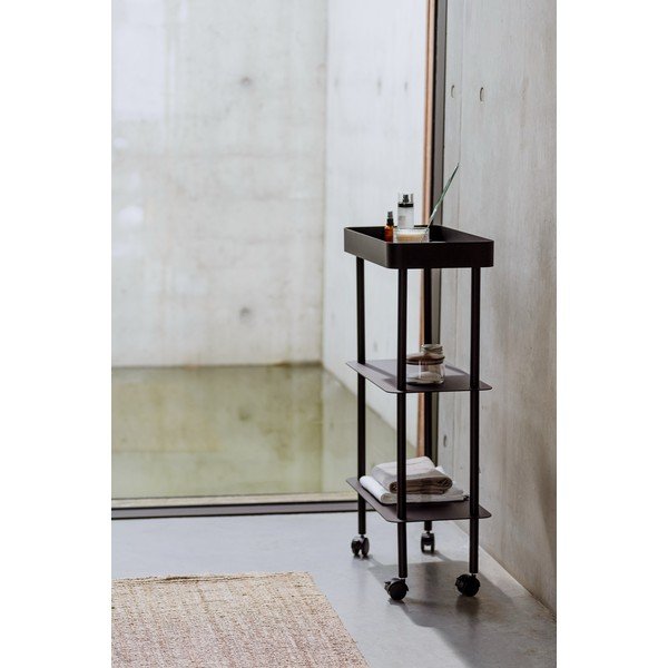 Fekete fém gurulós polcos állvány 60x97x30 cm Nolle – noo.ma-image-4