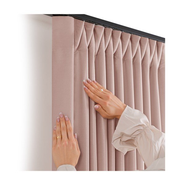 Világos rózsaszín bársony dimout (részleges sötétítő) függöny 530x175 cm Velto – Filumi-image-2