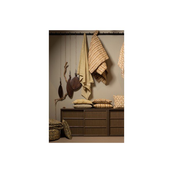 Mustársárga pamut ágytakaró franciaágyra 220x265 cm Chevron – BePureHome-image-1