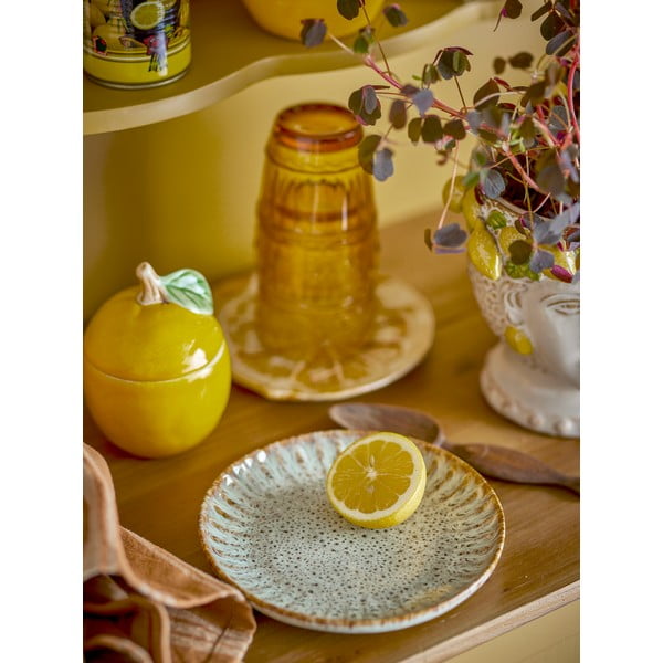 Kék-bézs szervírozó kőedény tányér ø 17 cm Fleur – Bloomingville-image-1