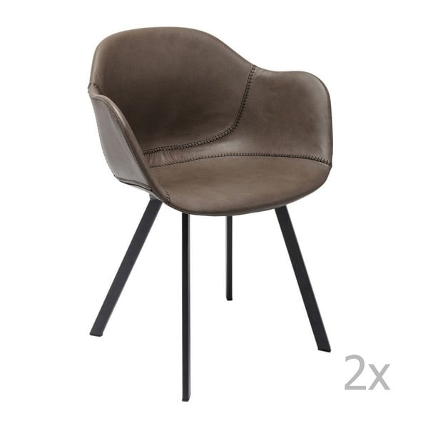 2 részes barna székszett fém lábakkal - Kare Design