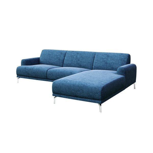 Puzo kék sarokkanapé fém lábakkal, jobb oldali kivitel - MESONICA-image-1