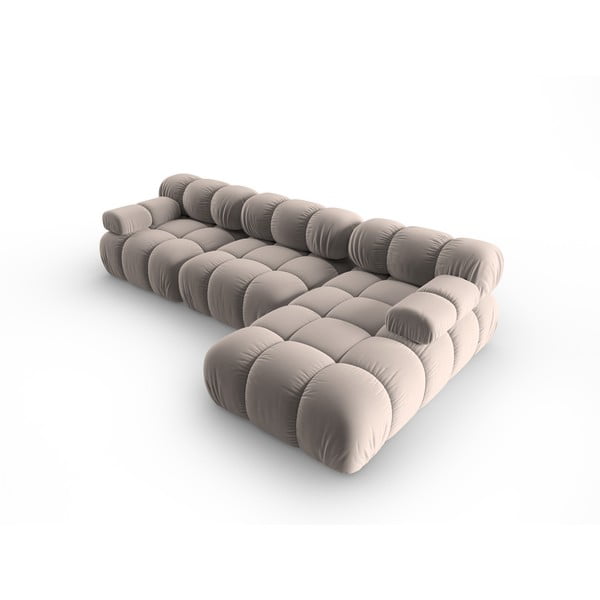 Világosbarna bársony moduláris sarokkanapé (jobb oldali) Bellis – Micadoni -image-4