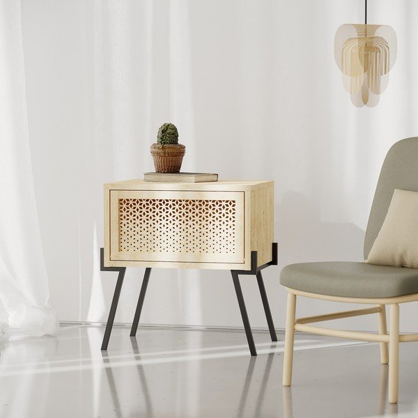 Natúr színű éjjeliszekrény Naive – Kalune Design-image-4