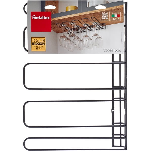 Wine Glass fekete fali borospohár tartó - Metaltex-image-4