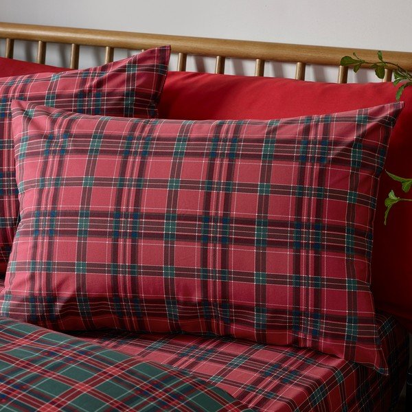 Piros-sötétzöld egyszemélyes ágyneműhuzat 135x200 cm Tartan Check – Catherine Lansfield-image-3
