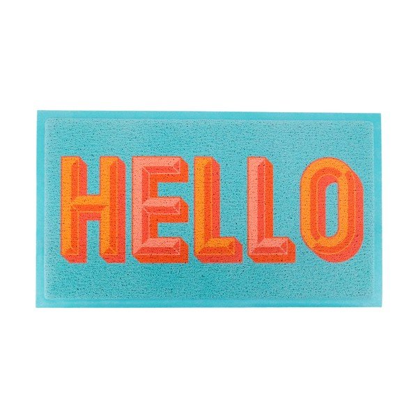 Újrahasznosított műanyag lábtörlő 40x70 cm Blue Hello – Artsy Doormats