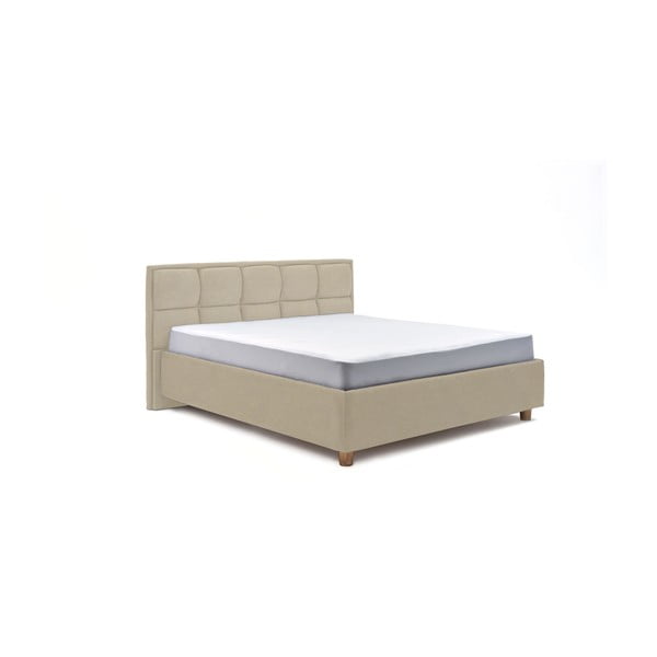 Karme bézs kétszemélyes ágy ágyráccsal és tárolóhellyel, 160 x 200 cm - AzAlvásért