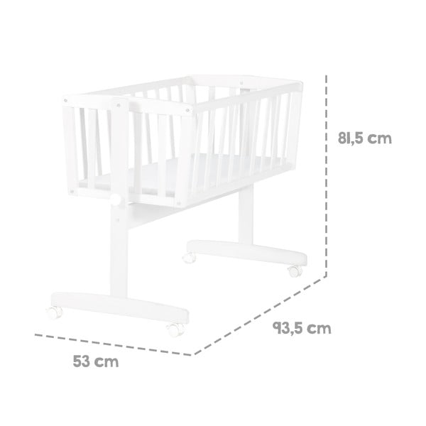 Fehér gurulós bölcső 40x90 cm – Roba-image-2