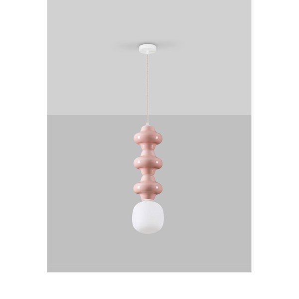Fehér-világos rózsaszín kerámia függőlámpa üveg búrával ø 18 cm Clio – Nova Luce-image-4